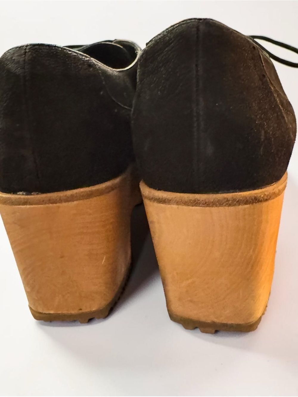 Eileen Fisher Act Wedge Oxford Shoes Suede Wood Platform 9 - Picture 6 of 8